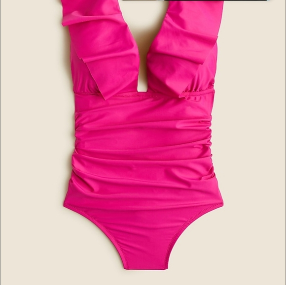 J. Crew Other - J CREW Women's ruched ruffle one-piece swimsuit In Pink Size 2 & 6 NWT